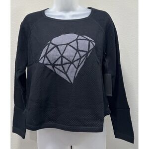 Diamond Supply Co. Women's Black Long Sleeve Cropped Knit Top‎ Crop Athletic Sm